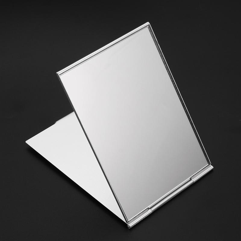 11.5X8cm Portable Folding Makeup Mirror Single Side Travel Shaving Makeup Mirror (Silver)