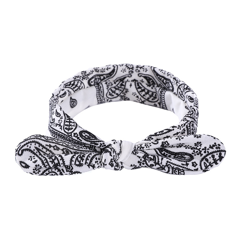Boho Bow Headbands for Women Cute Rabbit Ear Hairbands Elastic Cashew Print Head Wraps Vintage Bandana Bandage Hair Accessories: green