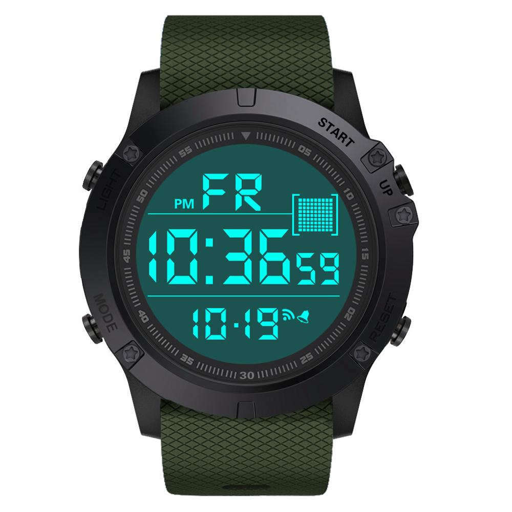 Horloge heren dames sporthorloges waterdicht outdoor led digitaal datum rubber sport polshorloge relogio klok reloj q: Legergroen