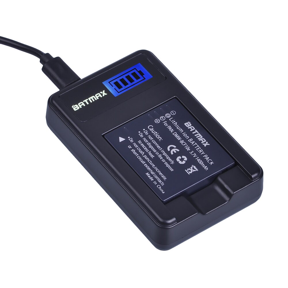 Batamx 1400mAh DMW-BCF10 DMW-BCF10E DMW-BCF10PP Battery+LCD USB Charger for Panasonic Lumix CGA-S/106B, DMC-F2, DMC-F3, DMC-FH1
