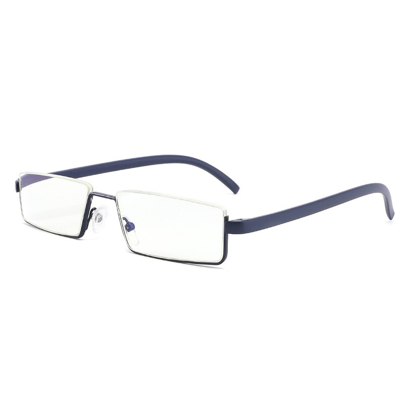 Glausa óculos de leitura tr90 de aço inoxidável, unissex meia armação antirreflexo, espelho óptico para presbiopia, estojo para óculos: Blue Glasses / +250
