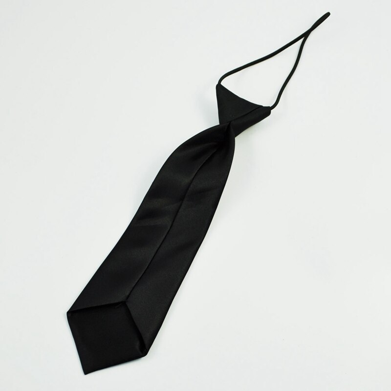 Solid Black Polyester Elastische Slanke Stropdas Das Voor Kind