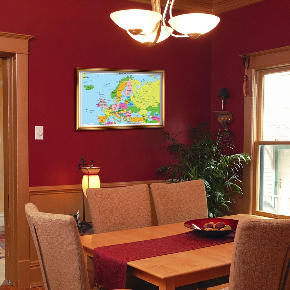 84*59cm The Europe Political Map Detailed Poster Canvas Painting Wall Decor Classroom Home Decoration School Supplies