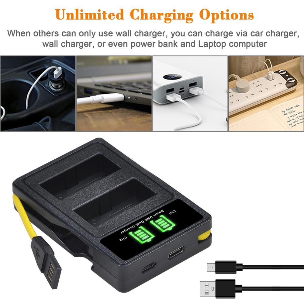 4Pcs BLN-1 PS BLN1 PS-BLN1 Batteries + Dual LED USB Charger for Olympus OM-D E-M1 E-M5 Mark II PEN-F E-P5 EM1 EM5 PENF EP5