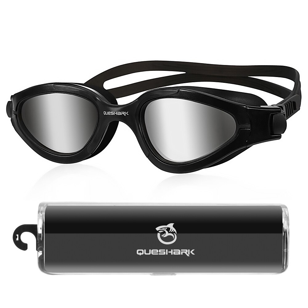 QUESHARK Frauen Männer HD Anti-Nebel UV Schutz Polarisierte Schwimmen Brille Wasser Sport Schwimmen Tauchen Gläser Mit Tragbare Kasten einstellen: Silber-