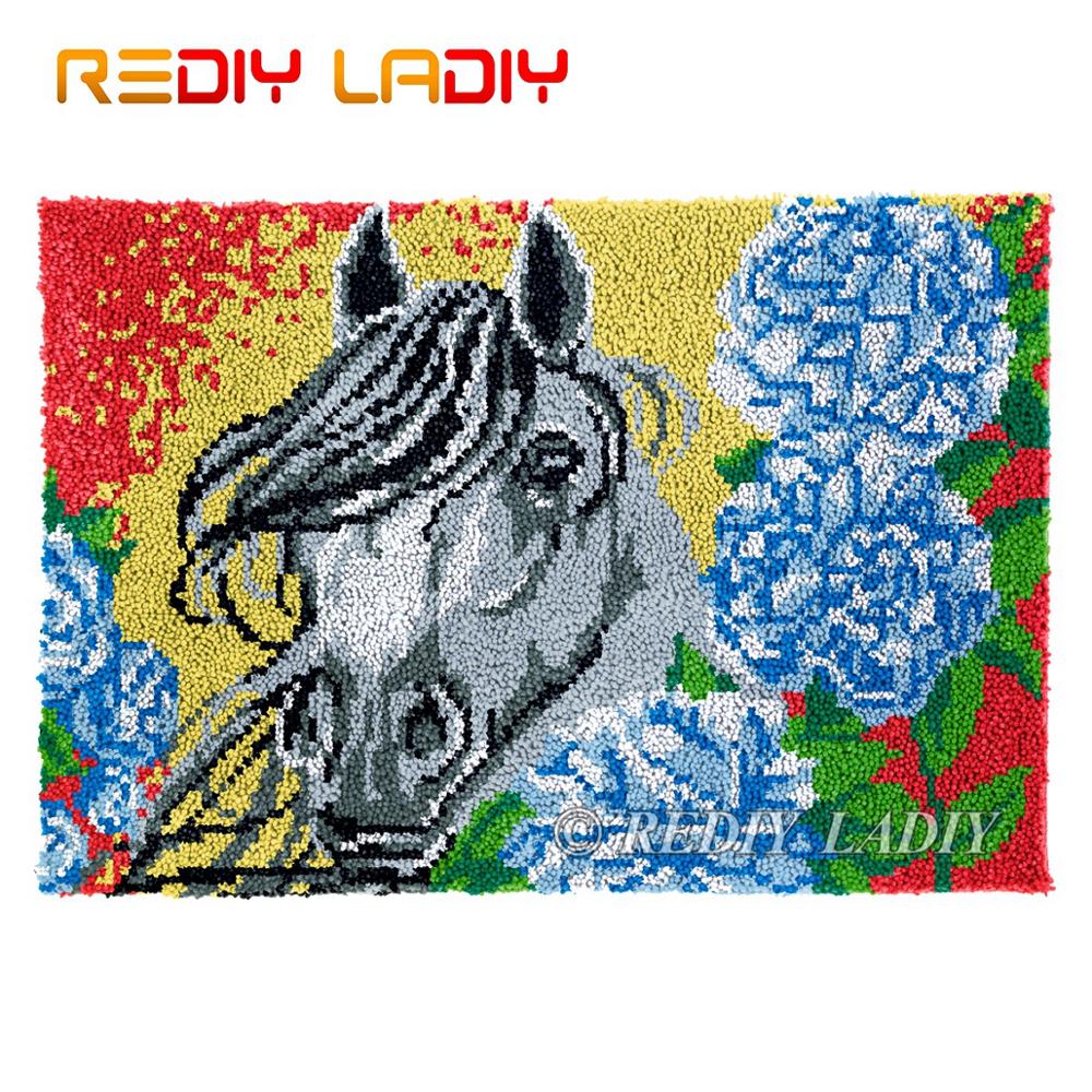 Tapis à crochet avec motif de Lion arc-en-ciel, 85x58cm, kit de tapisserie, coussin de crochet, tapis de bricolage, couture, loisirs créatifs: G