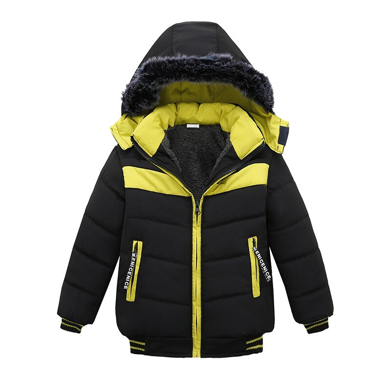 Jongens Jassen Jassen Winter Thicken Jongens Down Jassen Kinderen Katoen Warme Bovenkleding Faux Fur Baby Boy Jassen 2 3 4 Jaar: Black / 4T