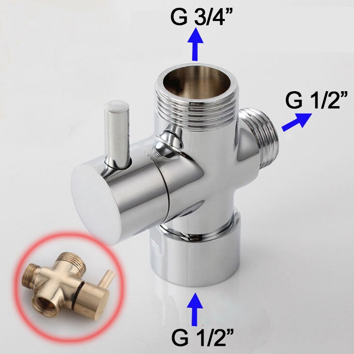 Shower Diverter 3/4" 1/2" BSP for Valve Mixer Rigid Riser, Chrome polished Brass: Navy Blue