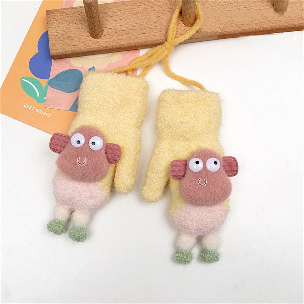 Jongen Meisje Baby Peuter Kinderen Kids Leuke Winter Gebreide Handschoenen Wanten Dikker Wanten: yellow