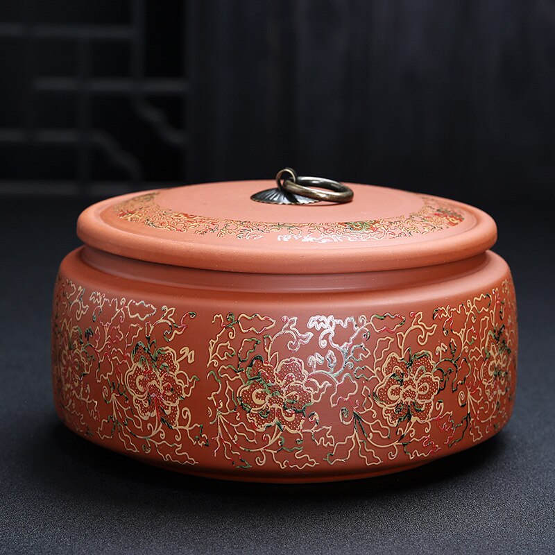 Koffie Bus Chinese Keramiek Thee Caddy Grote Snoep Opslagtank Draagbare Verzegelde Thee Pot Paarse Klei Reizen Thee Dozen: E