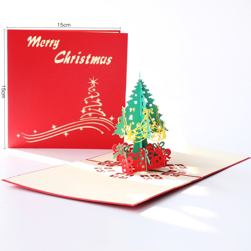 Card 3D pop-up Christmas tree greeting card unique postcard invitation Christmas card