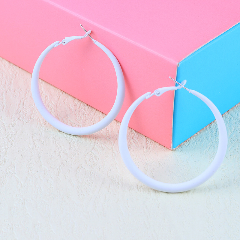 Summer Colorful Neon Hoop Earrings Pink Blue Green Yellow Large Circle Earrings for Women Girl Rock Punk Jewelry