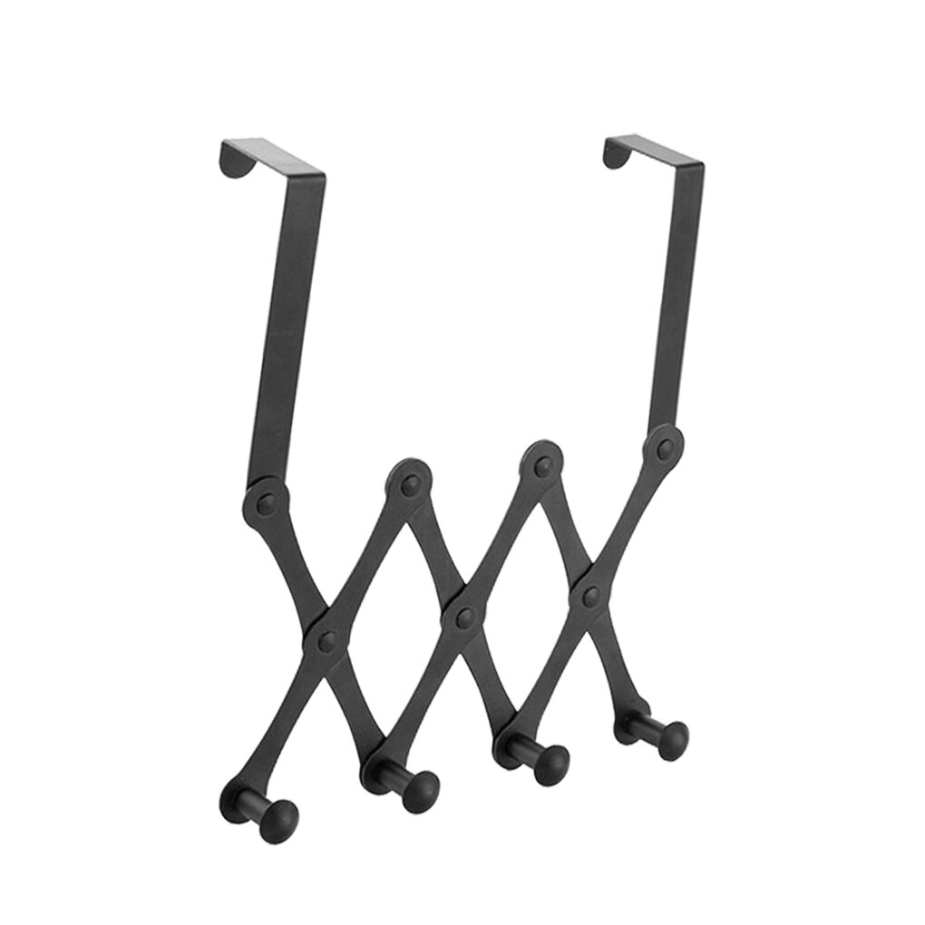 Deur Opknoping Haak Punch Gratis Deur Hanger Hoeden Tassen Houder Tie Sjaal Sleutel Haak Verstelbare Muurhanger Kledingrek Handdoek plank: Black-40cm