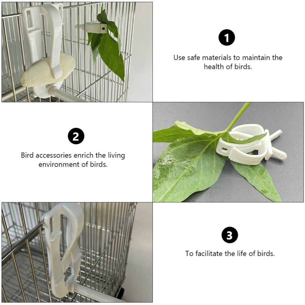 2pcs Parrot Clamp Bird Cage Fixed Clip Bird Cage Accessory for Parrot (White)
