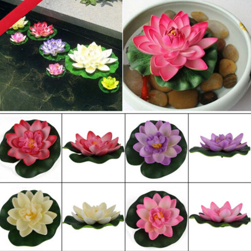 1pcs Artificial Lotus lotus leaf Water Lily Floating Flower Pond Tank Plant Ornament 10cm Home Garden Pond Decoration @1