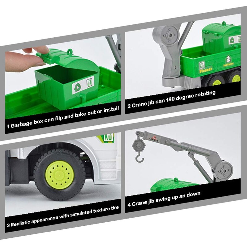 freundlicher Fernbedienung Müllwagen mit Lichter, 4WD Recycling Müll Lkw, spielzeug für freundlicher 2-6 Jahre alt, für Jungen