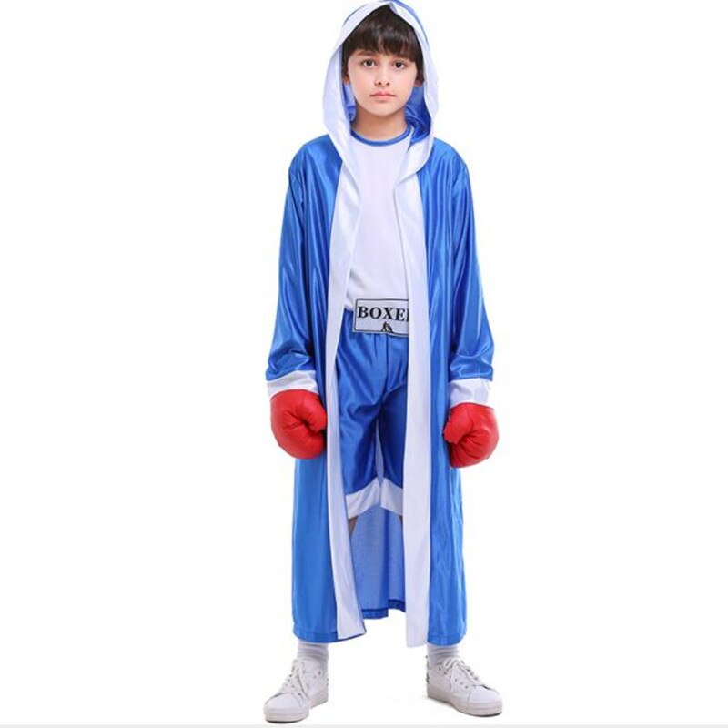 Enfants garçons filles rouge bleu Boxer Cosplay enfants boxe Match Performance Costumes fête décoration Costume Halloween: Bleu / L