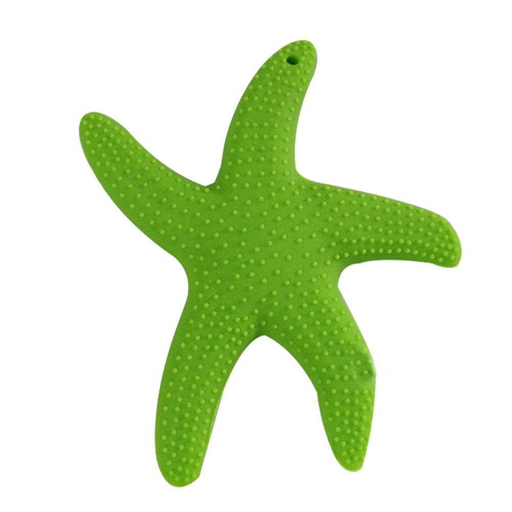 Cartoon Zeester Silicone Zuigeling Rustgevende Bijtring Baby Tand Kauwen Kinderziektes Speelgoed: green