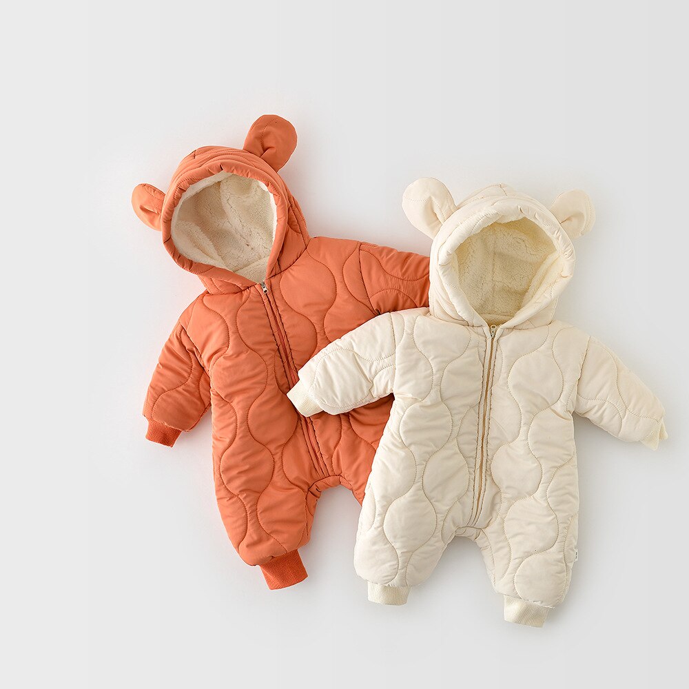 Milancel 2020 inverno novo bebê roupas urso orelha do bebê meninos macacão de pele forro infantil meninas outfit