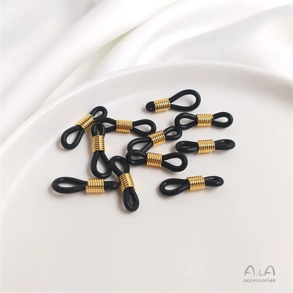 Koper Verguld Antislip Silicagel Ring 8 Knop Handmatige Diy Glazen Ketting Vrouwelijke Hals Touw Ketting Zonnebril accessoires: Goud-kleur