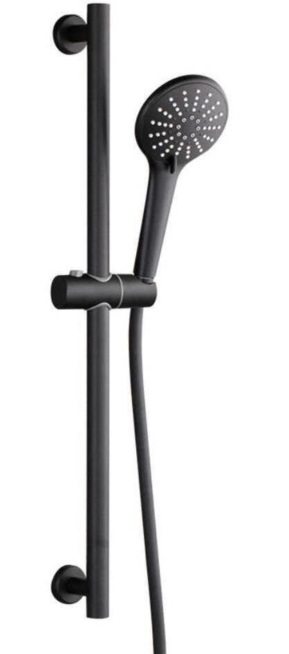 Svart dusjglidestang veggmontert dusjstang justerbar glideskinnesett 3 funksjonsdusj minimalistisk stil  bl309: Rund