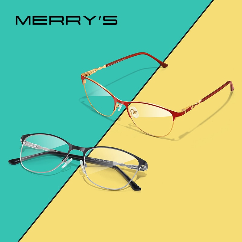 MERRYS-Gafas de estilo ojo de gato para mujer, lentes ópticas de montura completa para miopía, graduadas, S2110