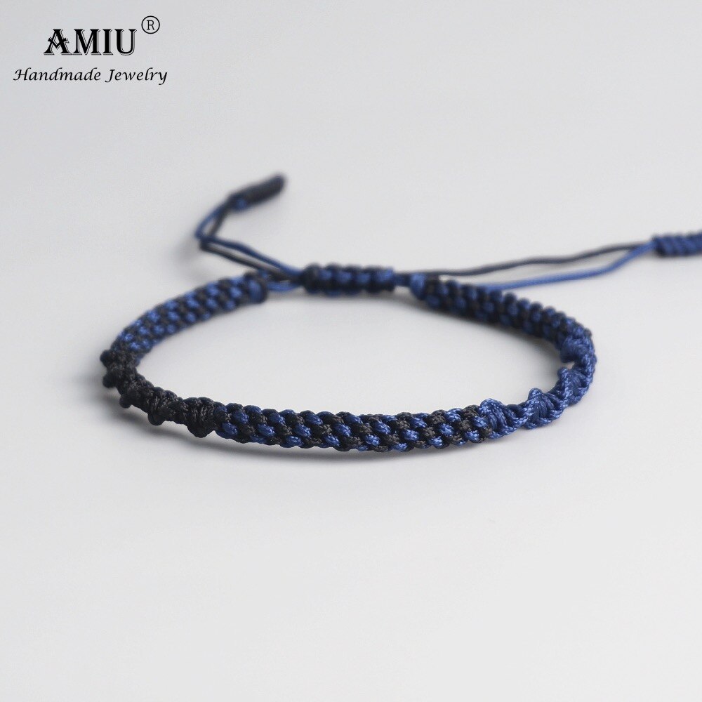 Amiu tibetansk buddhistisk lycka charm tibetanska armband & armband för kvinnor män handgjorda knutar deongare rep önskar armband