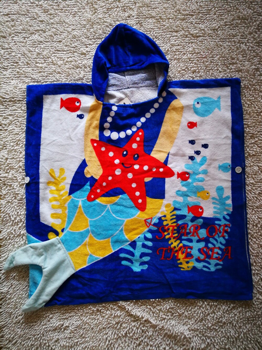 Peignoir de bain bleu océan étoile pour enfants, serviette à capuche princesse grenouille rose pour nourrissons et tout-petits