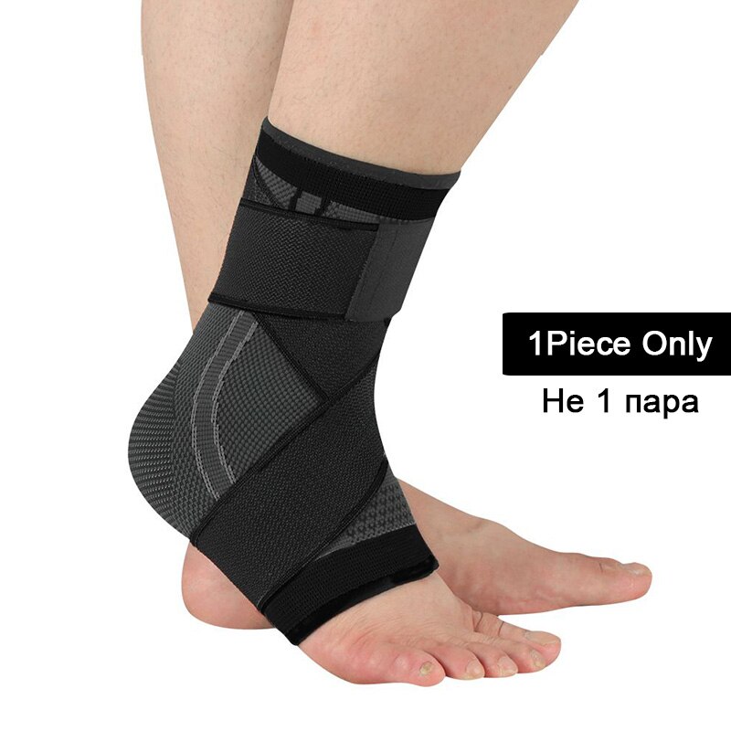 3D Pressurized Elastic Ankle Support Bandage Gym Weights Basketball Volleyball Bodybuilding Training Leg Protector Ankle Brace: Black