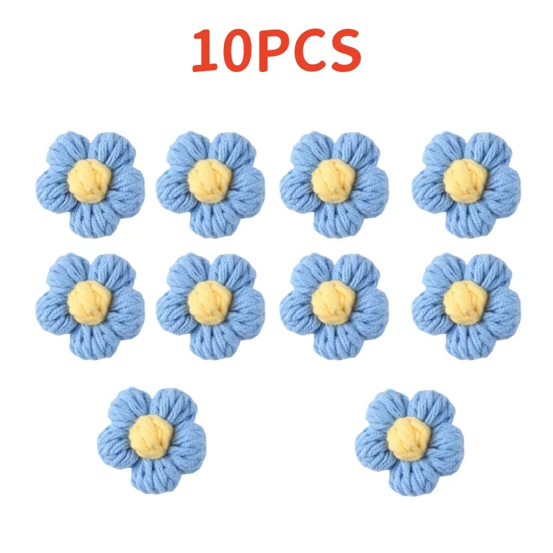 10 Uds. De cabeza de flor tejida, adorno de ramo de hilo de ganchillo, clavel, broche de horquilla tejido a mano, accesorios de costura DIY: Verde claro