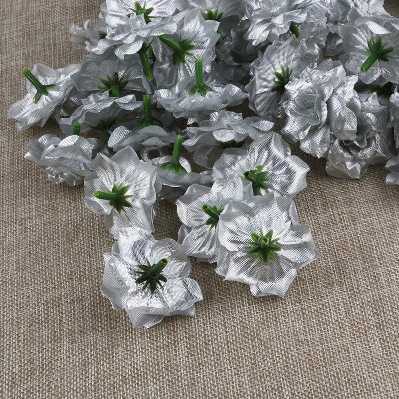 50pcs Silk Rose Flower Heads Artificial Flowers Wedding Decoration Simulation Flower Home Decor For Scrapbooking Handicraft