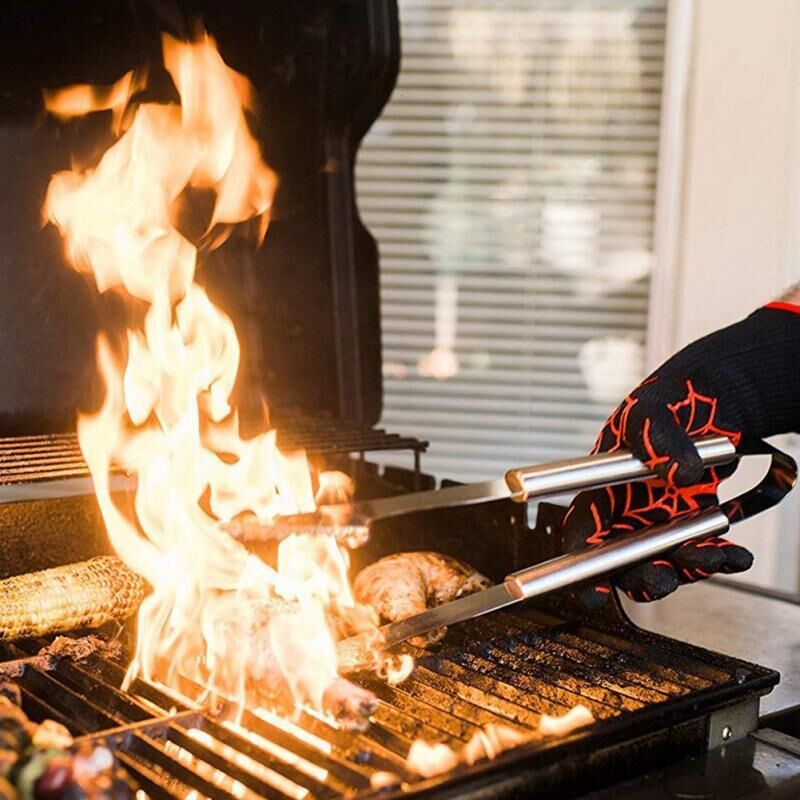 Extreme Hittebestendige BBQ Brandwerende Handschoenen Voering Katoen Voor Koken Bakken Grillen Ovenwanten Keuken Accessoires Koken
