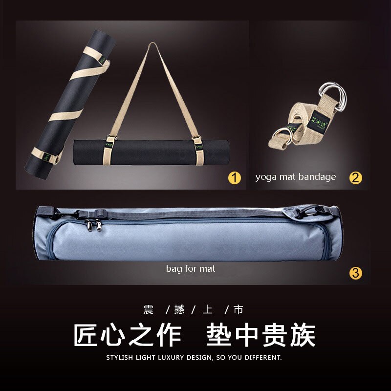3.5mm Rubber Yoga Mat - 183x66cm - Non-Slip Exercise & Pilates Pad - Includes Bag