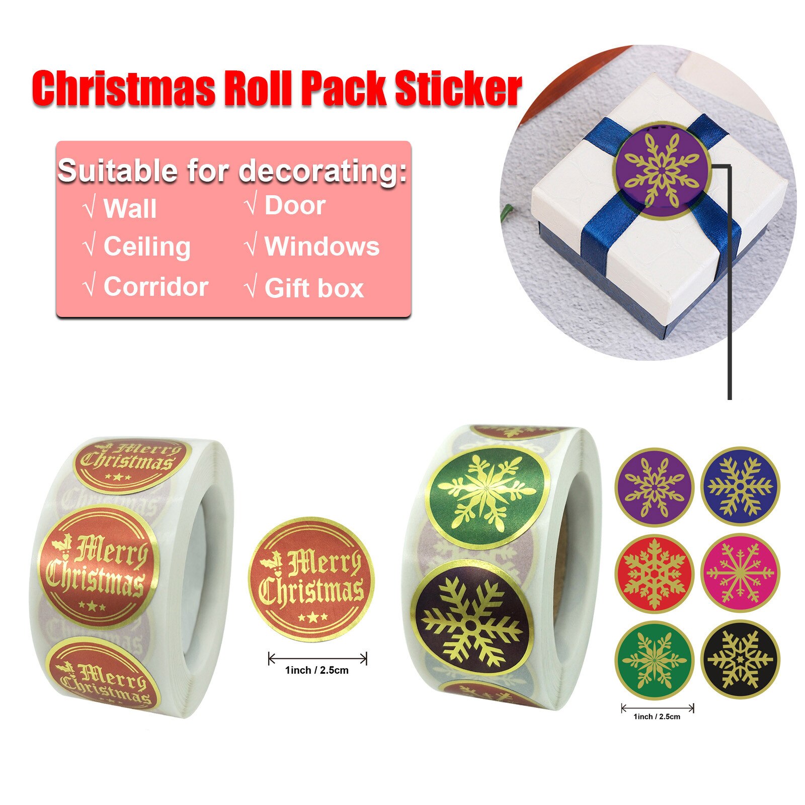 Pack Sticker Kerstvakantie Decorating 1 Roll 500 B... – Grandado