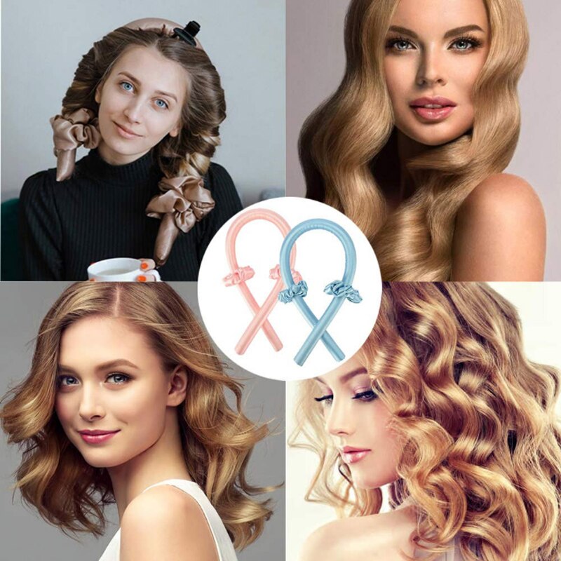 1 * ferro arricciacapelli + 2 * corda per capelli bigodini per capelli capelli femminili seta arricciacapelli bigodini per capelli senza calore onda fasci ondulati bagnati Curl Bar Set
