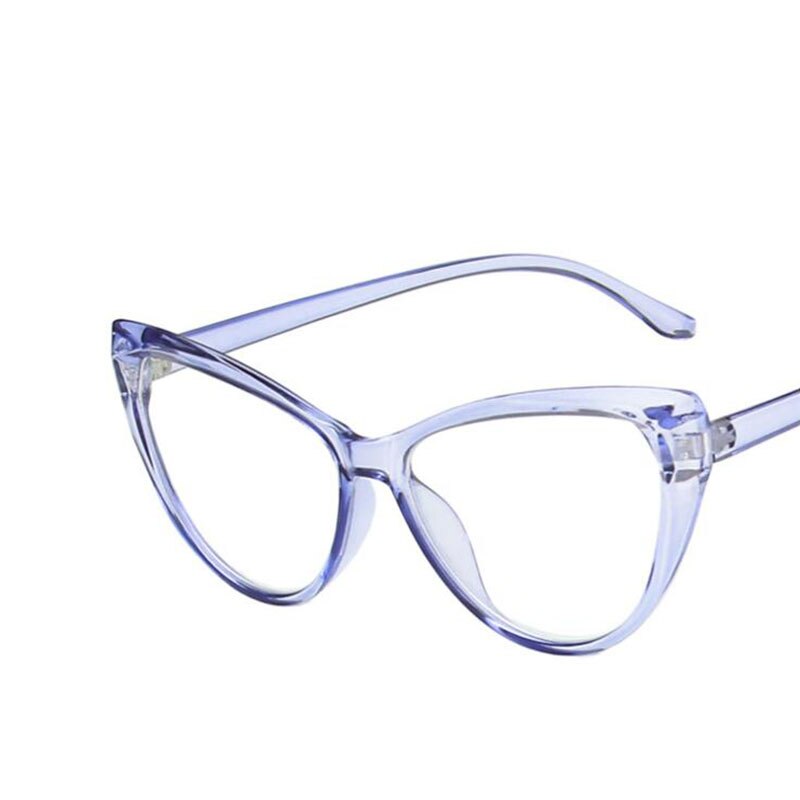 Oulylan Sexy Cat Eye Eyeglasses Frames Women Anti Blue Light Glasses Frame Brand Vintage Clear Prescription Eyewear: Blue