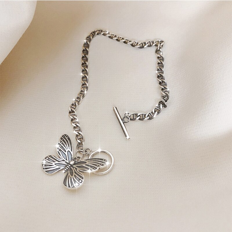 JUWANG 925 Sterling Silver Butterfly Bracelet for Women Girl Bling Silver Pulseras Brasselet