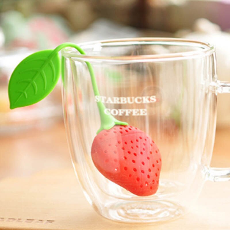 Infusor de té de silicona con forma de fresa, 1 Uds., colador de té, suministros de cocina, accesorio para tetera no tóxico