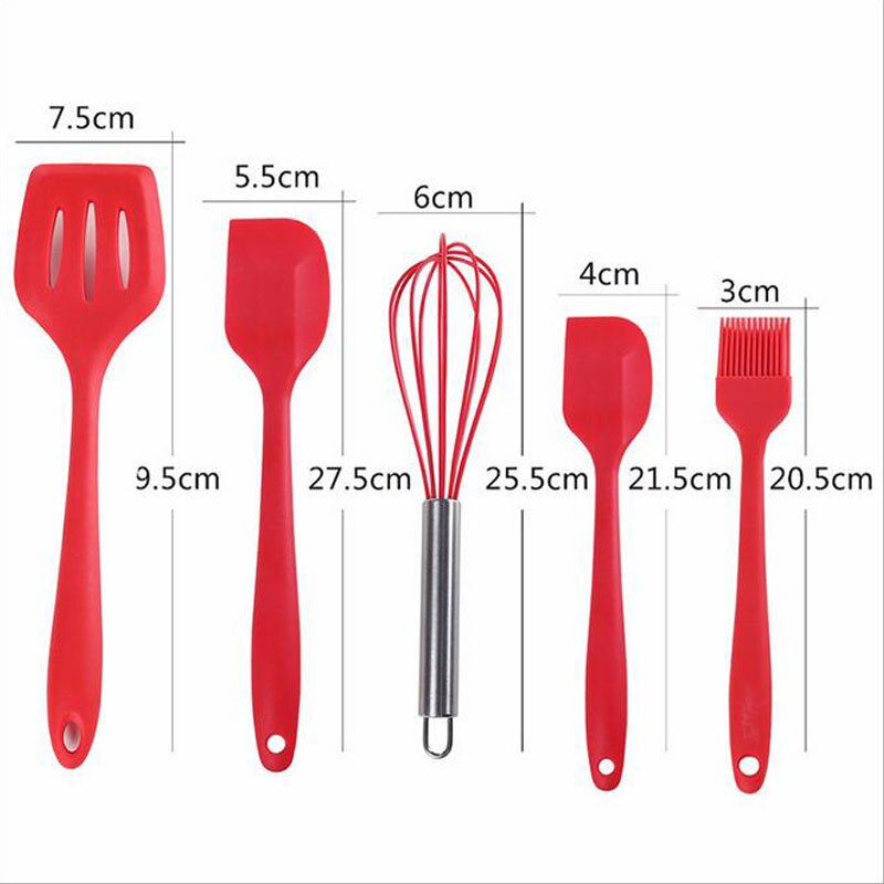 5pcs/set Silicone Baking Tools Set Scraper Oil Brushes Cake Tools Non-stick Spatula Shovel Cooking Tools Set Kitchenware