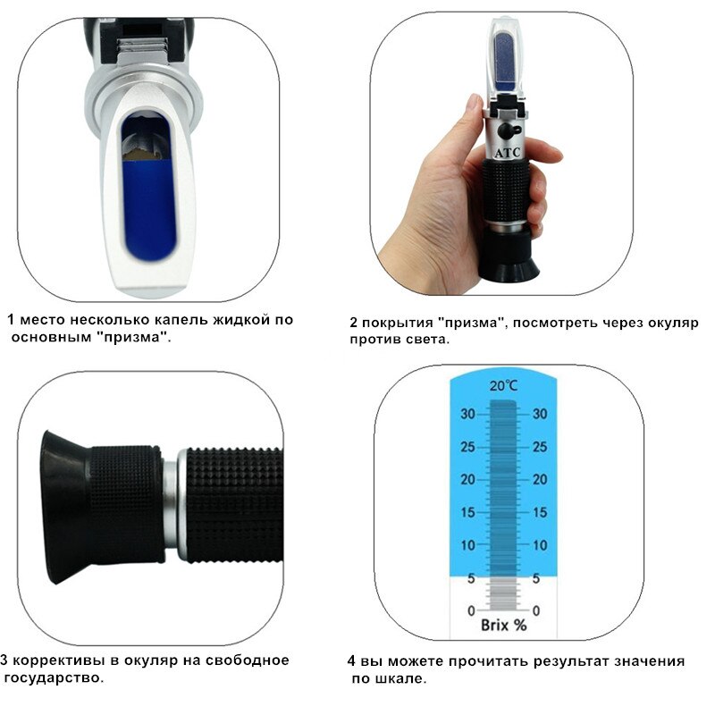 Handheld Brix Refractometer Fruit Sweetness Measuring 0-32% Sugar Meter Soymilk Milk Concentration Honey Meter Salinity Meter