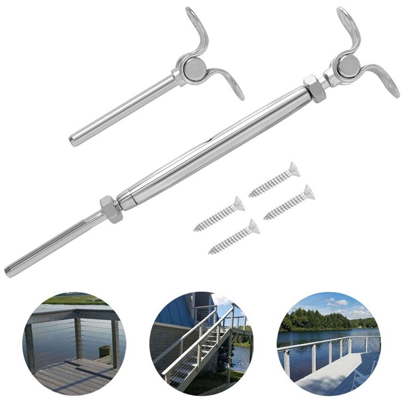 5 Set Van Roestvrij Stalen Dek Toggle Spanners Voor 3/16 Inch Kabel Reling Systeem