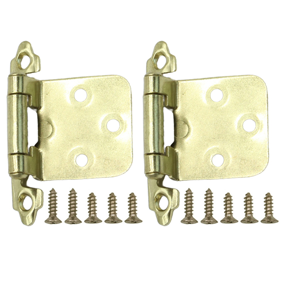 2 stk. amerikanske selvlukkende fjederhængsler med skruer overlay skabslåge planhængsler møbelbeslag: Guld