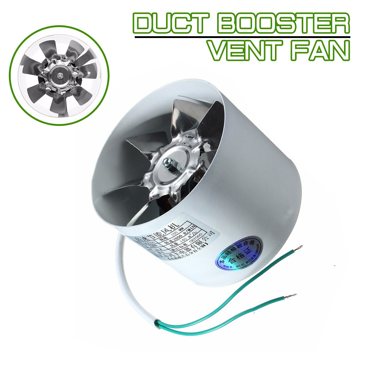 2800R/Min 4 Inch Duct Booster Vent Fan Metal 220V 20W household Inline Ducting Fan Exhaust Ventilation Duct Fan Accessories