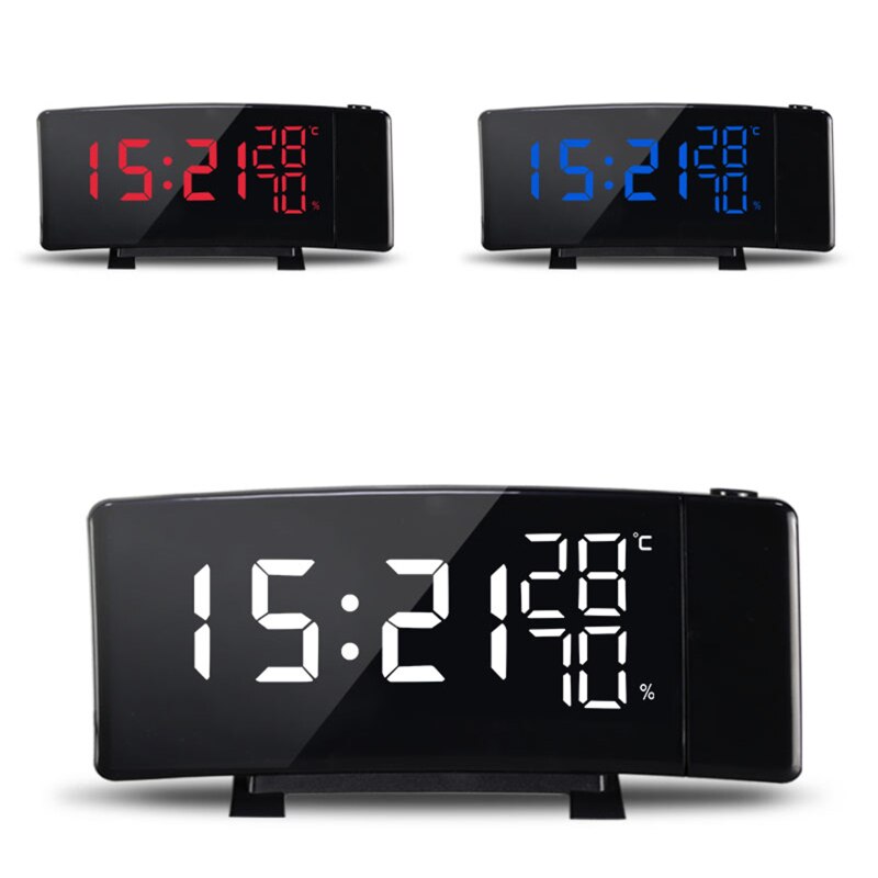 Projection Alarm Clock Radio Digital Clocks with USB Charger, 0-100% Full Range Brightness Dimmer Dual Alarm Clock with 5 Sounds