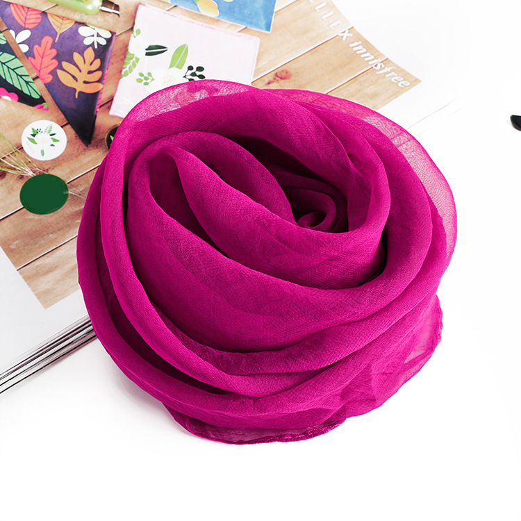 70X70 cm Simulatie Zijden Sjaals vrouwen Veelzijdige Kleine Vierkante Effen Chiffon Sjaal Gaas Sjaal Party: Fuchsia