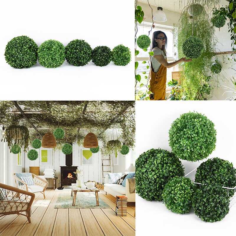 Simulation Green Plant Topiary Ball Grass Ball Faux Boxwood Decora Balls for Yard Balcony Garden Wedding Home Décor Green Plant