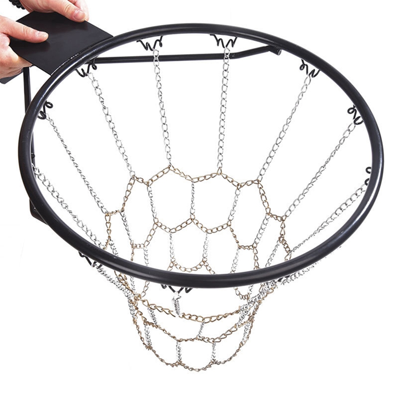 Basketball-klassiker, sport-basketballnetz aus stahlkette, outdoor-basketball-zielnetz aus verzinkter stahlkette, langlebig