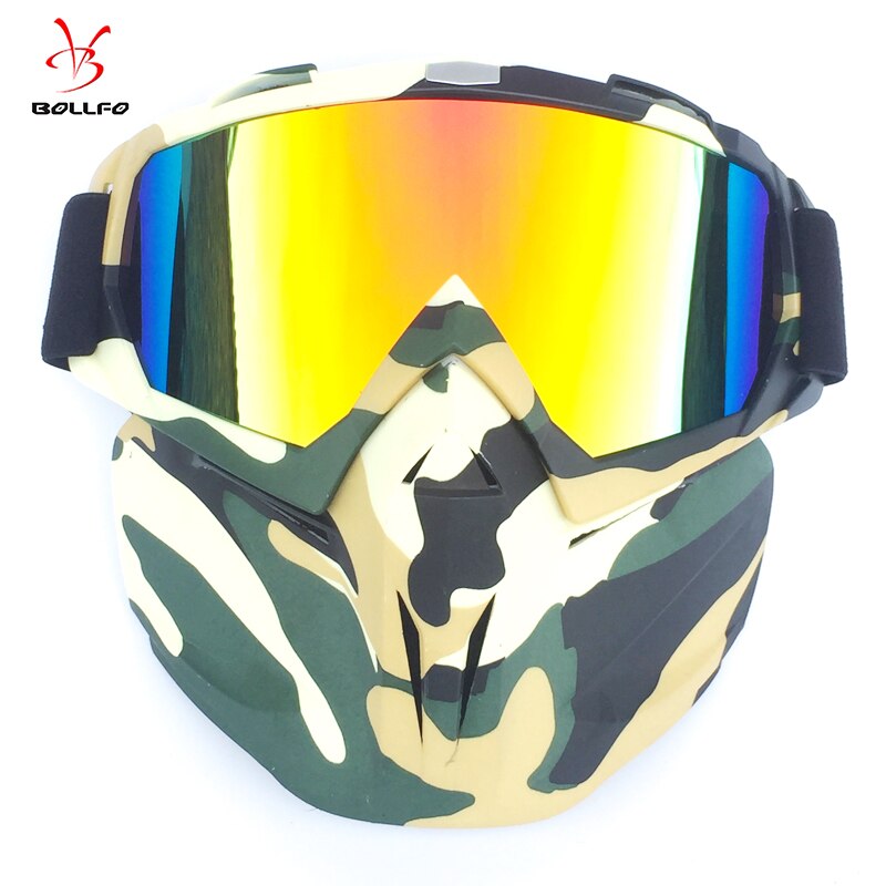 Bollfo Ski Snowboard Bril Sneeuwscooter Skiën Goggles Winddicht Skiën Glas Motocross Zonnebril Met Mond Filter Earware: HXSBF65811