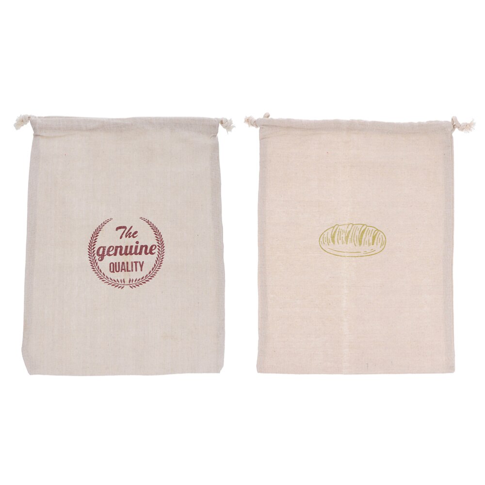 Pochettes à pain en lin réutilisables, sacs à pain non blanchis, sacs à pain à cordon, 2 pièces
