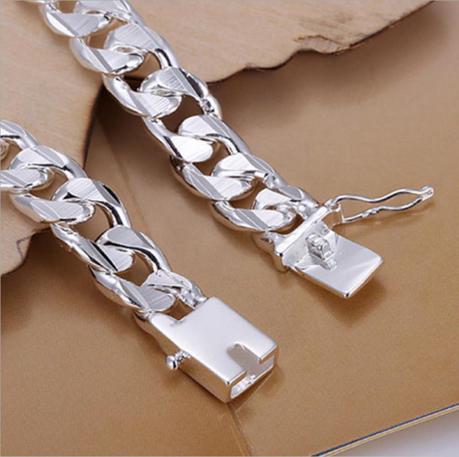 Hommes Hip Hop chaîne cubaine Bracelet 925 en argent Sterling mâle Hiphop bracelets cubains breloque bijoux